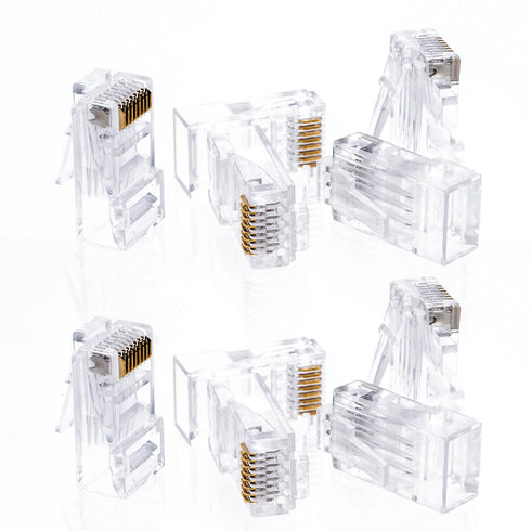 Cat5e RJ45 Modular Plugs, 8P8C UTP Ethernet Crimp Connectors, Gold-Plated Contacts (100 Pack)