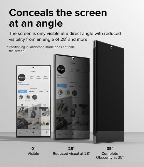 Ringke Privacy Dual Easy Wing for Samsung Galaxy S23 Ultra, Anti-Spy Screen Protector with Easy Application Kit