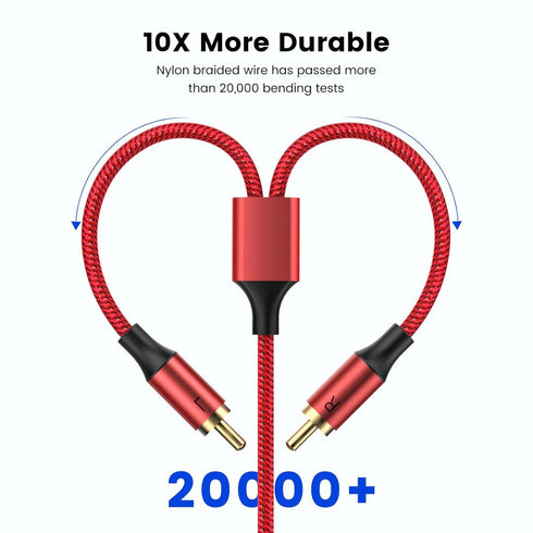 MOSWAG RCA Stereo Cable, 2RCA Male to 2RCA Male, 3.28ft/1M, 24K Gold Plated for Home Theater, Car Stereo