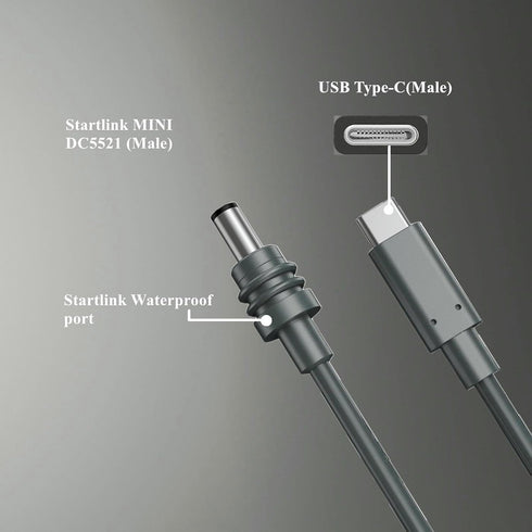 10ft 20V 5.5 2.1mm 100W USB C to DC Power Cable Adapter for Starlink Mini Accessories Input Type C Male to DC x Female