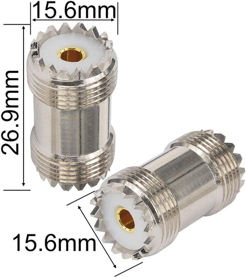 Boobrie 2-Pack SO239 Barrel Adapter, UHF Female to Female Coaxial Connector, PL259 Coupler for CB Ham Radio