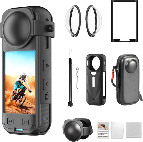 Vasgather Camera Accessory Kit for Insta 360 X5 - Lens Guards, Silicone Case,