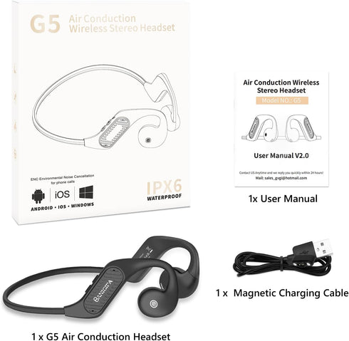 BANIGIPA Open Ear Headphones Wireless Bluetooth, Upgraded 5.3 with Microphone, Waterproof Wireless Headset for Running,