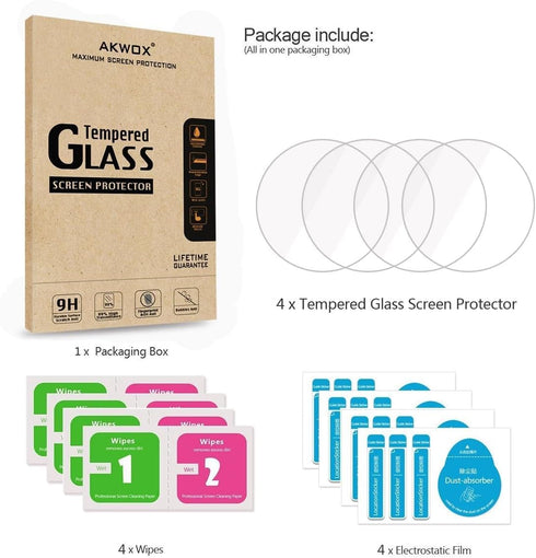 (Pack of 4) Tempered Glass Screen Protector for Garmin Forerunner 935, Akwox Premium Clear 9H Protector
