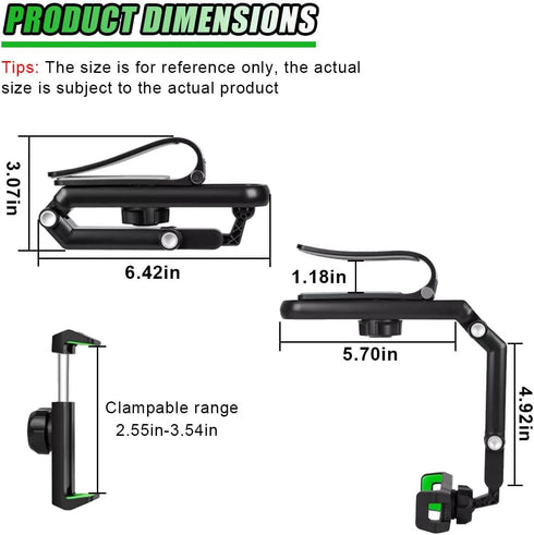 UHANBUT 360 Rotatable Car Sun Visor Phone Holder, Portable Retractable Automotive Cell Phone Mount, Universal Vehicle