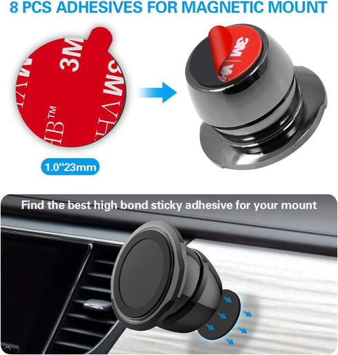 pop-tech Sticky Adhesive Replacement for Magnetic Car Mount, 8PCS Circular Heat Resistant 3M VHB Sticker Pads