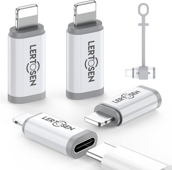 USB C Female to Lightning Male Adapter (4 Pack), Support Fast Charging & Data Sync, USB Type C to Lightning Adapter for