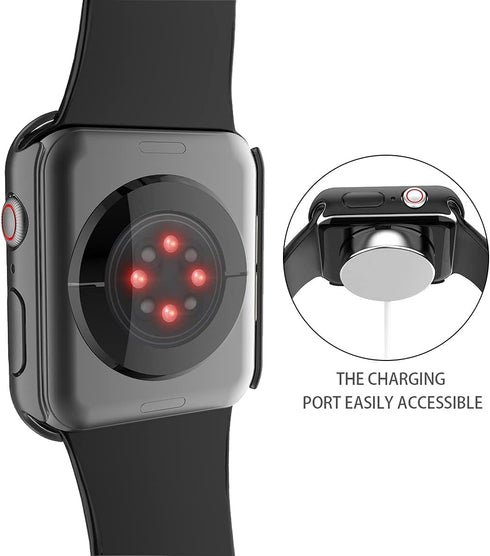 Misxi 2 Pack PC Case with Tempered Glass Screen Protector, Ultra-Thin Scratch Resistant Cover for Apple Watch Series 9,
