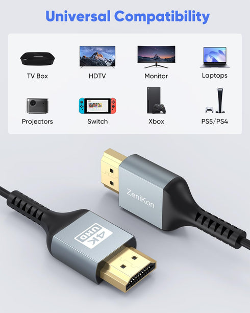20 4K 20 4K@60Hz, 2K@120Hz, 1080P, 3D PS5/PS4, FT HDMI Cable Thin HDMI Cable, Long HDMI Cord Foot (Slim & Flexible)