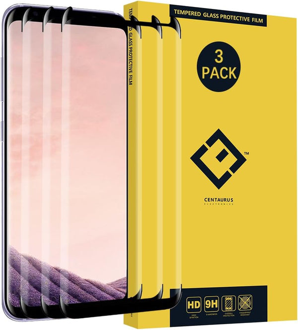 (3-Packs) Full Coverage Compatible Samsung Galaxy S8 Plus Screen Protector, Shatter Proof HD Clear Tempered Glass