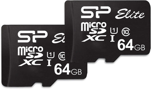Silicon Power Elite 64GB microSDXC 2-Pack MicroSD Memory Card with Adapter for Nintendo-Switch, Wyze Cam
