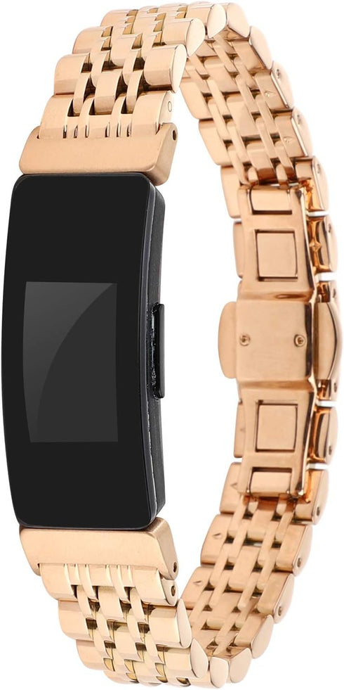 Chofit Metal Bracelet Compatible with Fitbit Inspire/Inspire HR/Inspire 2 Bands, Stainless Steel Replacement Strap Bangle Bracelet Wristband Accessories for Inspire Tracker for Women (Rose Gold)