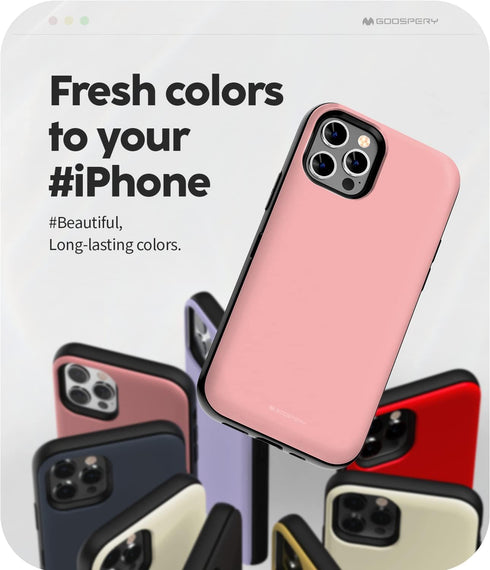 GOOSPERY Card Holder Wallet Case for iPhone 12/12 Pro (2020), Protective Dual Layer Bumper - Pink