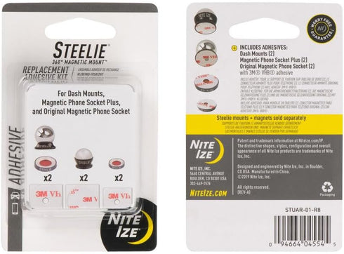 Nite Ize Steelie Adhesive Replacement Kit for Dash Mounts - Universal Fit