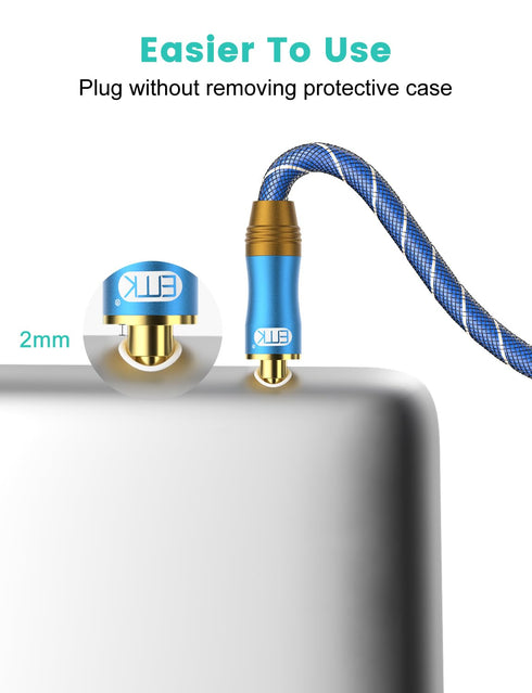 EMK 90 Degree Right Angle Aux Cable - 24K Gold-Plated Audio Stereo Male to Male Cable (2FT/0.6M)