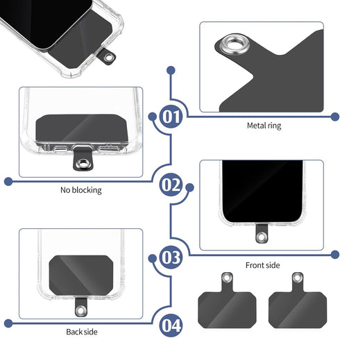 24 Pcs Universal Phone Lanyard Tab, TPU Replacement Patches for Phone Case Lanyard, Non-Adhesive Safety Lanyard (Clear)