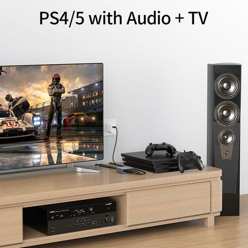 4k@60Hz, 192KHz 3.5mm HDMI ARC Audio Extractor HDMI Audio Converter with Optical S/PDIF & AUX Output for Blu-Ray