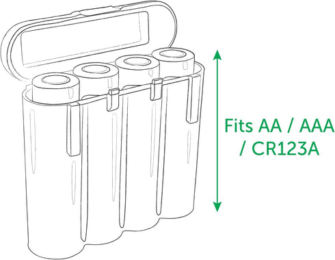 4 Pack AA/AAA/CR123A Black Battery Holder Storage Cases