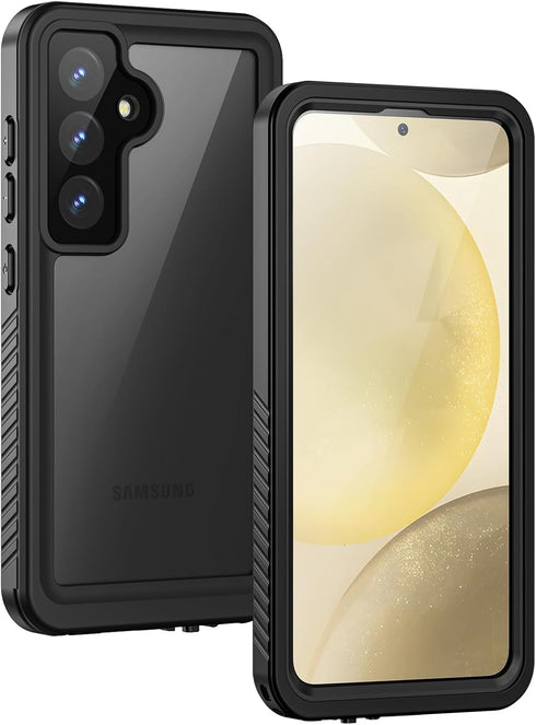 Lanhiem Galaxy S24+ Case, Rugged IP68 Waterproof & Dustproof Cover with Built-in Screen Protector, 6.7" Black/Clear.