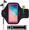 Armband for Samsung Galaxy S25+/S24+/S23+/S22+/S20+/S10+/S9+/S8+, Running Exercise Gym Bag with Key Holder (Pink)