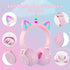Unicorn Kids Headphones, Foldable Bluetooth Headphones for Girls Boys Toddlers, Light Up Wireless Headphone Birthday