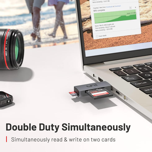 uni SD Card Reader, USB 3.0 Adapter for SD/Micro SD/TF/SDHC/SDXC/MMC Cards, Compatible with Mac, Windows, Linux