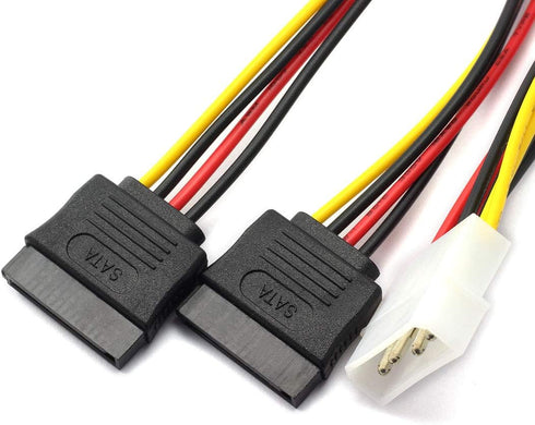 SDTC Tech 4 Pin Male IDE Molex to 15 Pin Female Dual SATA Power Splitter Adapter Cable (20cm) - 2 Pack