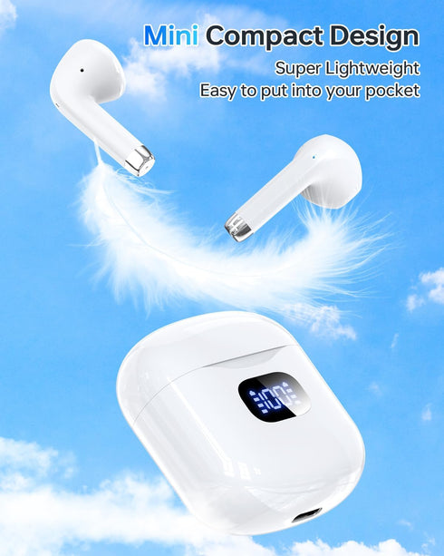Wireless Earbuds Bluetooth 5.3 Headphones - 40Hrs Playback Stereo Ear Buds with LED Display Charging Case, IPX7