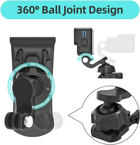 SUREWO Car Sun Visor Mount, Quick Clip Sun Visor Mount with Universal Ball J Hook Compatible with GoPro Hero 12 11 10 9 8 7 6 5 Black,DJI Osmo Action 3,AKASO and More