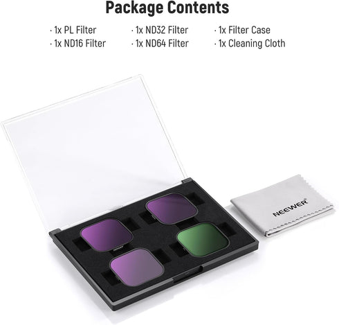 NEEWER ND & CPL Filter Set for Insta360 Ace Pro, ND16 ND32 ND64 CPL 4 Pack, Action Camera Accessories with Multi Coated