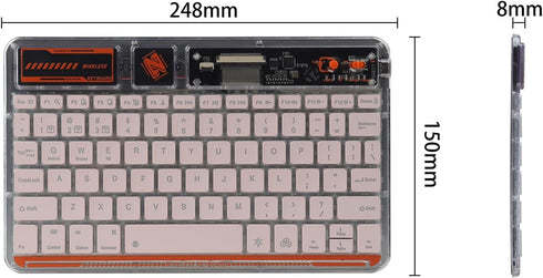 Slim Portable Wireless Bluetooth Keyboard, 10 Inch, 7 Colors Backlit, Rechargeable for Android Tablet, Smartphone,