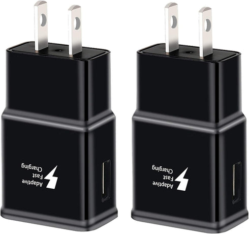 Adaptive Fast Charging Block USB Wall Charger, 2-Pack: Travel Quick Charger Adapter for Samsung Galaxy S22 S21 S20