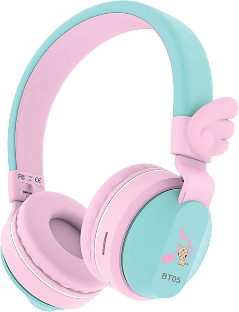 Riwbox BT05 Bluetooth Kids Headphones Wireless Foldable Over Ear Headset with Volume Limited, Mic/TF Card Compatible