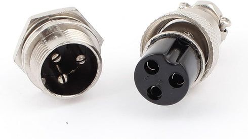 uxcell GX16-3 3 Terminals 16mm Male to Female Panel Metal Connector, 3Pcs