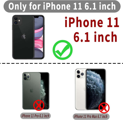 iPhone 11 Wallet Case with Credit Card Holder, Leather Shockproof Cover with 360° Rotation Ring Stand - Burgundy
