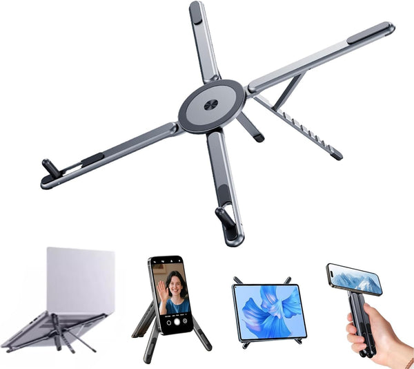 BONERUY Laptop Stand for Desk, Adjustable Aluminum Alloy Magnetic Foldable Phone Stand, 8