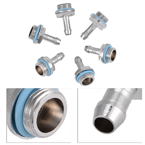 PC Water Cooling System 6 PCS Two-Touch Fitting G1/4 Thread Barb Connector for Tube, Water Cooling Kit