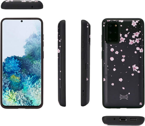 TORU CX PRO Case for Galaxy S20 Plus, Slim Protective Cover with Card Holder, Hidden Wallet Flip Slot, Flowers