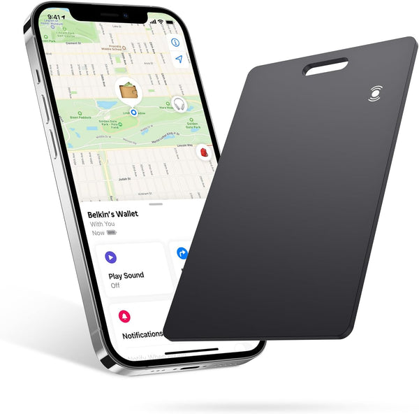 Ucard Thin Bluetooth Tracker Card, Rechargeable Wallet Finder, Works with Apple Find My (iOS Only), Black