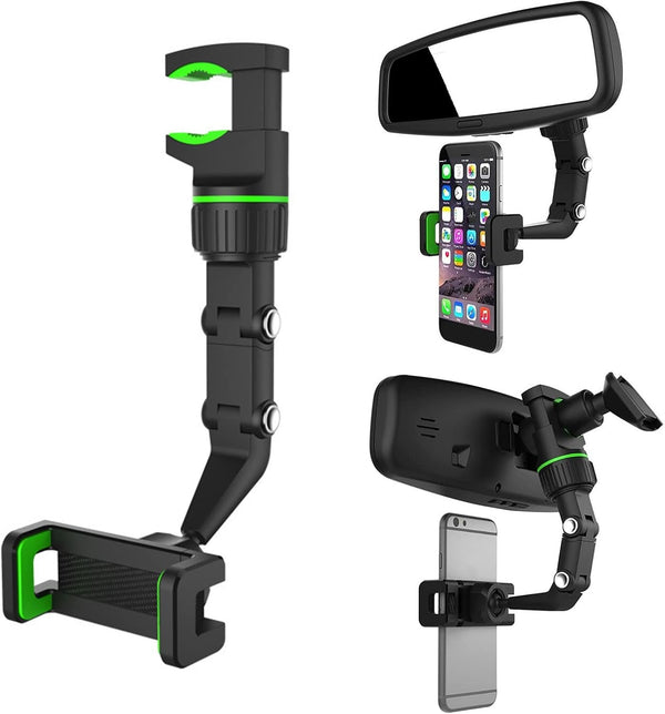 360° Car Rearview Mirror Mount Stand Holder for Cell Phone and GPS, Adjustable Phone Holder for All Models