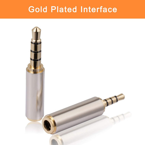 2.5mm to 3.5mm Adapter and 3.5mm to 2.5mm Adapter, Gold Plated Jack Stereo Connector for Smartphones