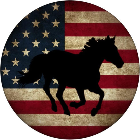 Patriotic Distressed American Flag Black Horse PopSockets Adhesive PopGrip