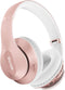 Wireless Bluetooth Headphones Over Ear, 65H Playtime HiFi Stereo Headset with Microphone, Foldable Bluetooth V5.3, Rose