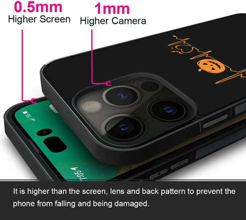 ZHEGAILIAN iPhone 15 Pro Max Case, Halloween Pumpkin Heartbeat, Soft TPU, Non-Slip, Shock Absorption, 6.7-inch.