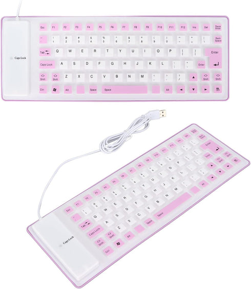 Silicone Foldable Flexible USB Wired Gaming Keyboard, 85 Keys, Waterproof, Dustproof, Roll-up Design for PC