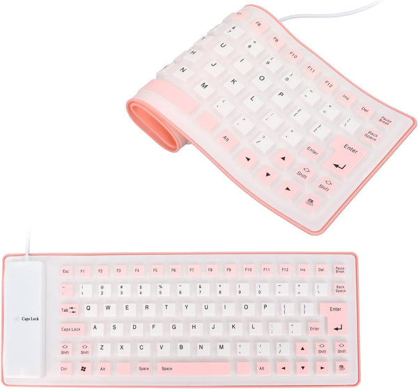 Silicone Keyboard, Foldable Flexible USB Wired Gaming Keyboard, 85 Keys, Fully Sealed Design, Waterproof, Dustproof