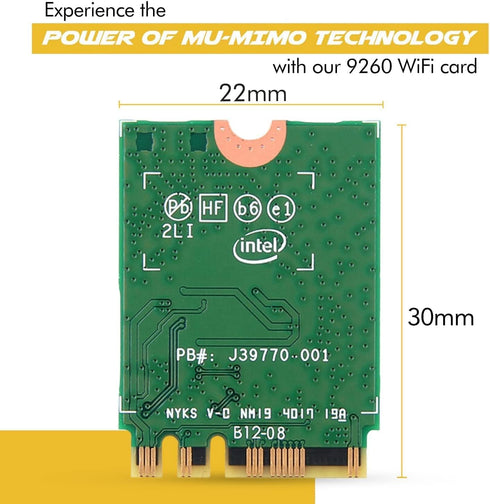 AC 9260 802.11ac M.2 Bluetooth 5.1 Legacy Network Card | WiFi 5 up to 1.73Gbps, MU-MIMO | Compatible with Intel, AMD, Linux & Windows 10/11 | 9260NGW WiFi Adapter