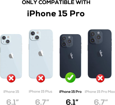 for iPhone 15 Pro Case Waterproof 6.1'', Full Protective Dustproof Shockproof Phone Case with Screen Protector (Blue)