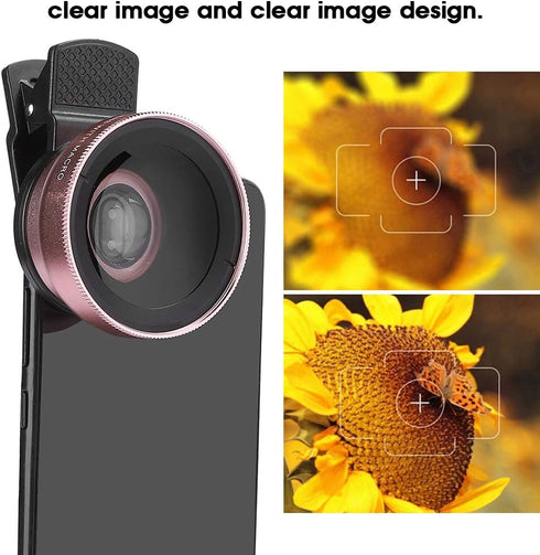 2 in 1 Phone Lens, 0.45X Super Wide Angle and Macro Clip On Lenses for Mobile Phones