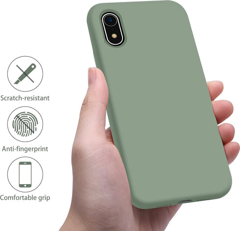 OTOFLY iPhone XR Case, Calke Green Soft Silicone Bumper, Full-Body Protection for Apple iPhone XR 6.1 inch.